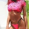 3-delni komplet bikinijev camo cros top Rose