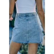 Asimetrično denim mini krilo z nebesno modrimi gumbi Hanne