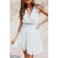 Bela čipkasta mini obleka brez rokavov Ingrid