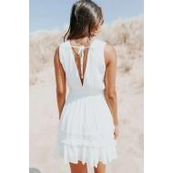 Bela čipkasta mini obleka brez rokavov Ingrid