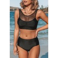 Bikini komplet iz črne mreže Patchwork Twist Ellie
