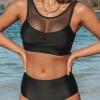 Bikini komplet iz črne mreže Patchwork Twist Ellie