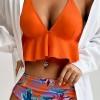 Bikini komplet z oranžnimi cvetličnimi volančki Helene