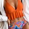 Bikini komplet z oranžnimi cvetličnimi volančki Helene