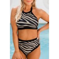 Bikini kopalke brez rokavov s potiskom zebra Necky