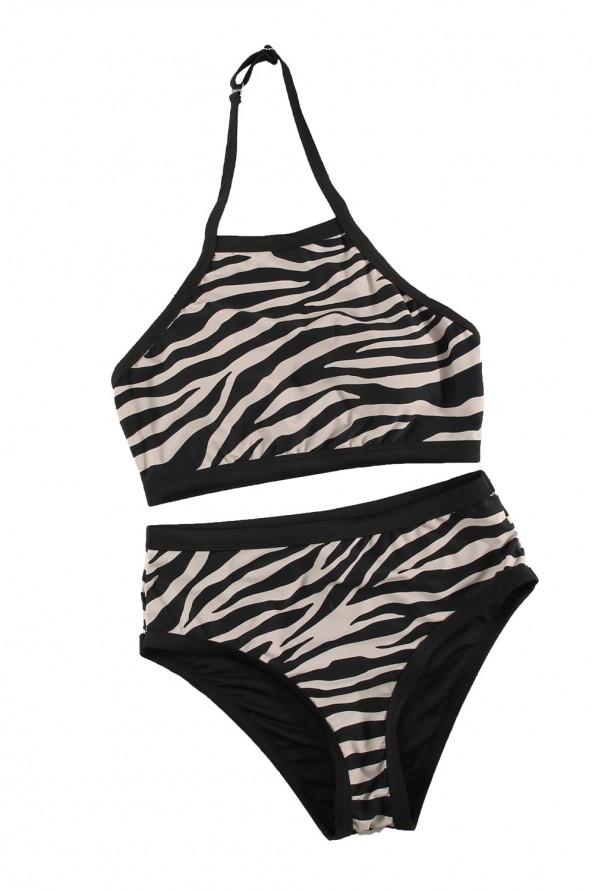 Bikini kopalke brez rokavov s potiskom zebra Necky