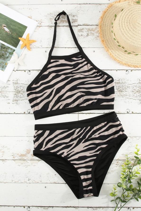 Bikini kopalke brez rokavov s potiskom zebra Necky