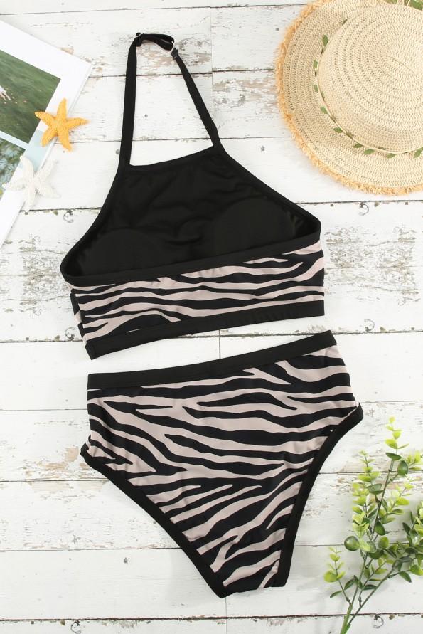 Bikini kopalke brez rokavov s potiskom zebra Necky