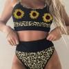 Bikini kopalke s sončničnim leopardovim tiskom z visokim pasom Sunny