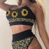 Bikini kopalke s sončničnim leopardovim tiskom z visokim pasom Sunny