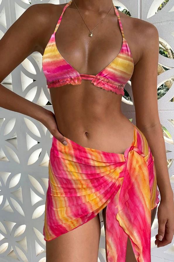 Bikini z naborki s kravato Lea