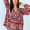 Bluza z dolgimi rokavi z V izrezom in cvetličnim vzorcem Rylee