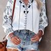 Boho vezena bluza z razcepljenim ovratnikom Margarete