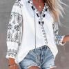 Boho vezena bluza z razcepljenim ovratnikom Margarete