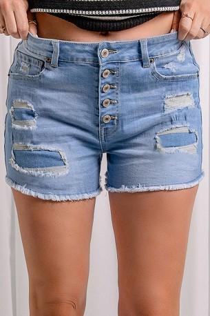 Denim kratke raztrgane hlače z gumbi Victoria