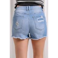 Denim kratke raztrgane hlače z gumbi Victoria