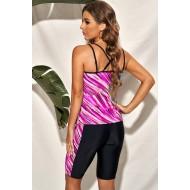 Dvodelni tankini z abstraktnim tiskom Rose