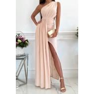 Elegantna obleka Apricot z razporkom na enem ramenu Gloria