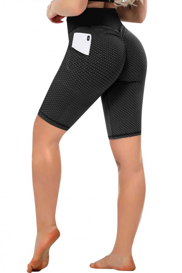 Joga kratke črne hlače za dviganje zadnjice  stranskimi žepi Caroline