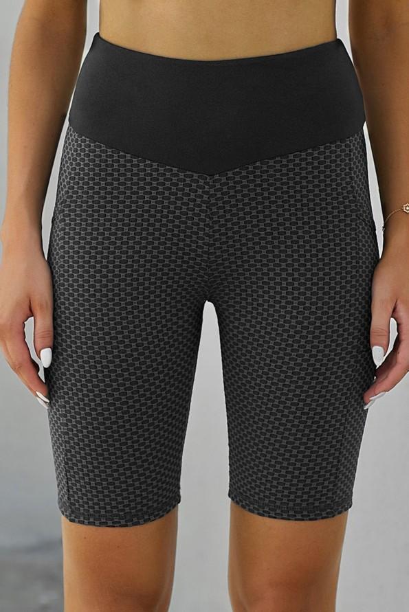 Joga kratke črne hlače za dviganje zadnjice  stranskimi žepi Caroline