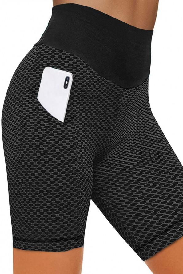 Joga kratke črne hlače za dviganje zadnjice  stranskimi žepi Caroline