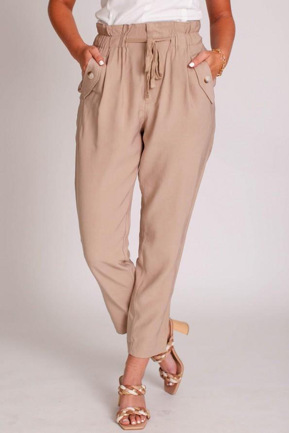 Kaki enobarvne ohlapne hlače Emily