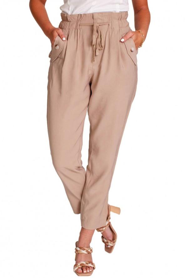 Kaki enobarvne ohlapne hlače Emily