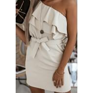 Marelična mini obleka z naborki z eno ramo Jesqine