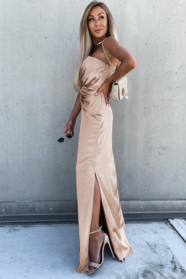 Marelična obleka brez rokavov na eno ramo Amalia