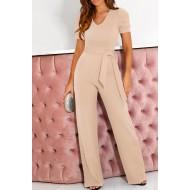 Marelični kombinezon s kratkimi rokavi in z visokim pasom z ravnimi nogami Bethy