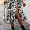 Midi krilo z leopardjim vzorcem in naborki Dina