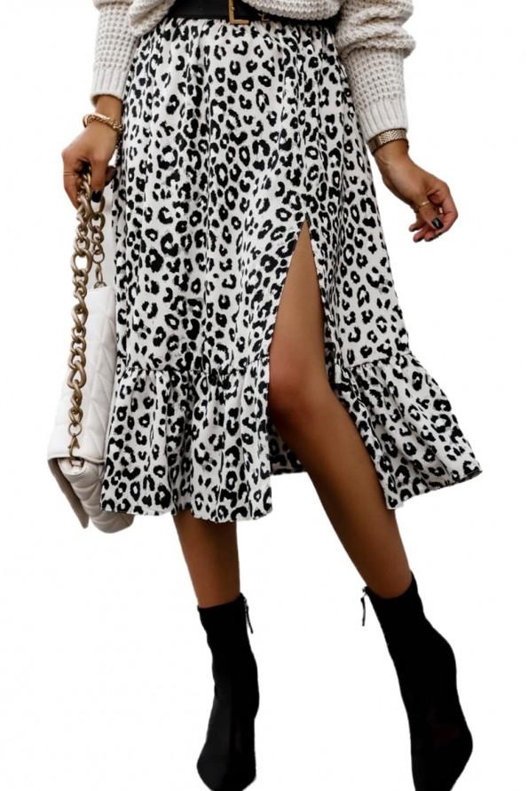 Midi krilo z leopardjim vzorcem in naborki Dina