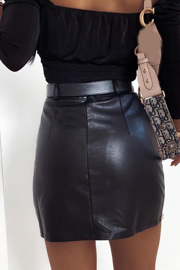 Mini krilo z visokim pasom iz  usnja Juliette