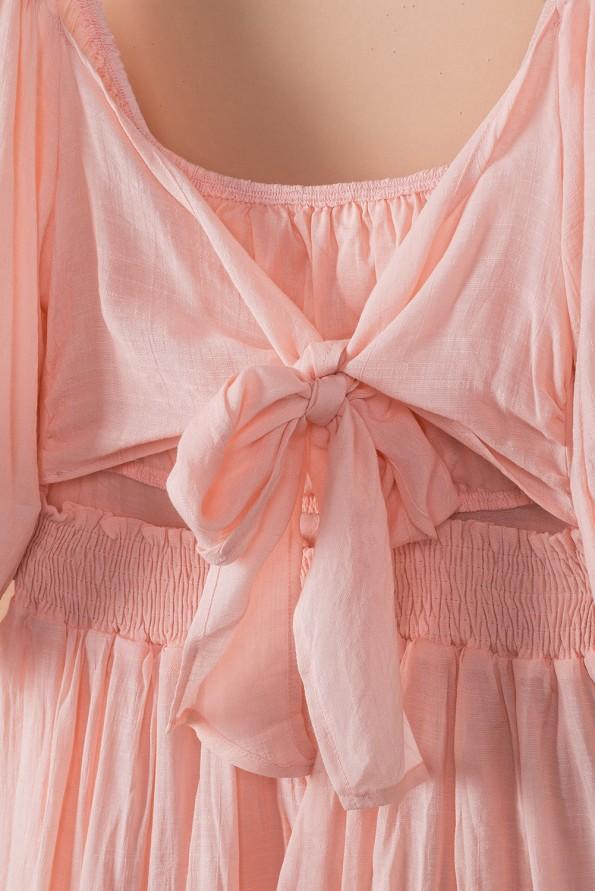 Mini obleka s kvadratnim izrezom z naborki z visokim pasom Ulla