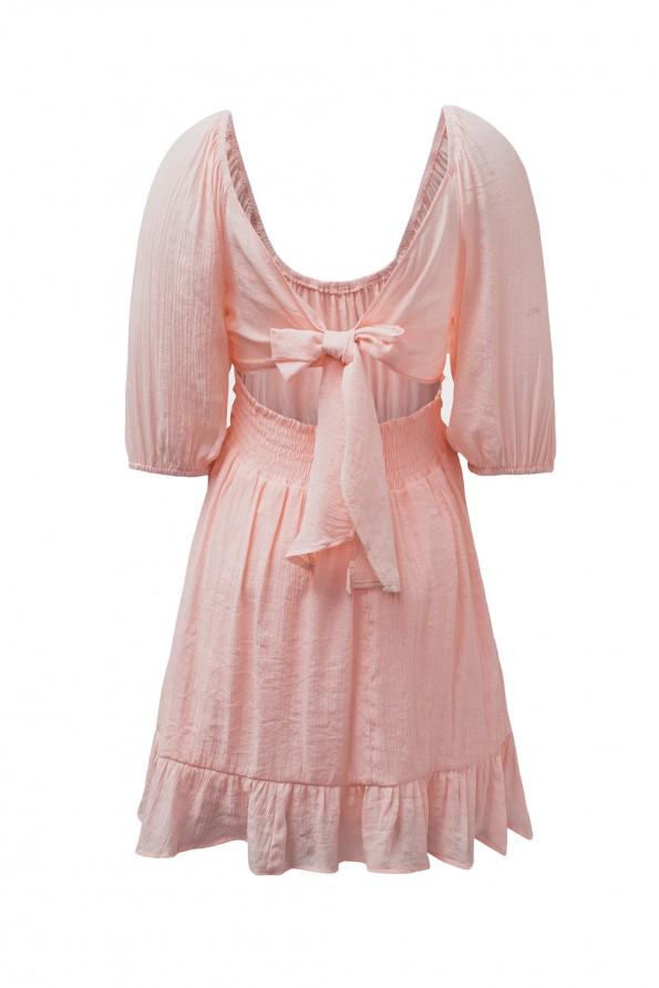 Mini obleka s kvadratnim izrezom z naborki z visokim pasom Ulla