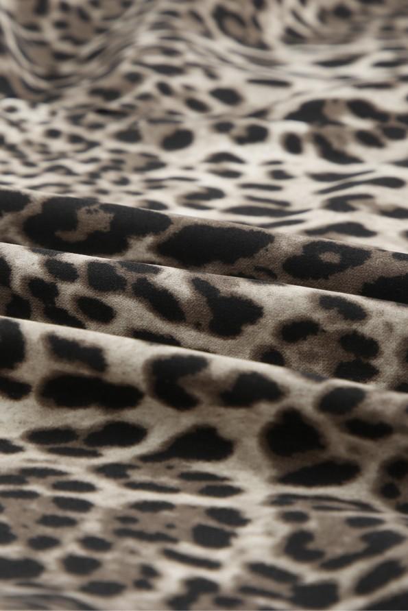 Mini obleka z leopardovim tiskom na čipke z V izrezom Mila