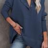 Modra majica s kapuco Henley