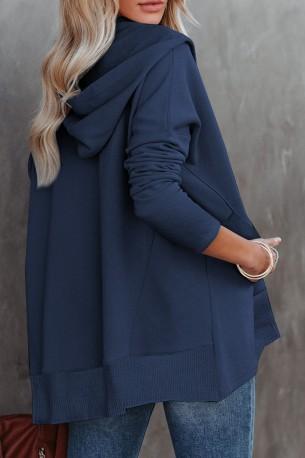 Modra majica s kapuco Henley