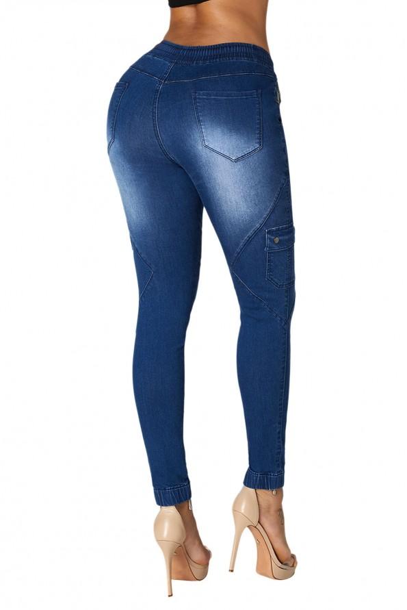 Modre denim kavbojke z vrvico Brigitte