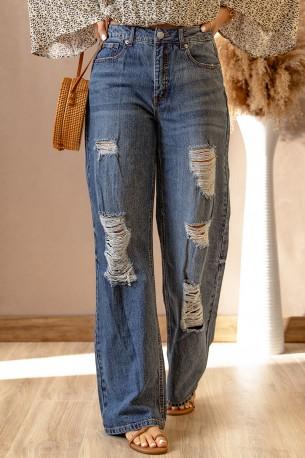 Modre široke raztrgane kavbojke Elfi