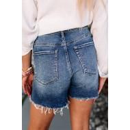 Modre raztrgane hlače z visokimi gumbi Erna