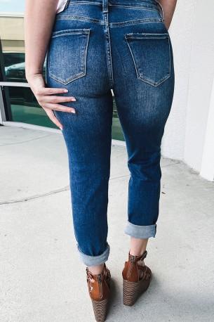 Modre srednje dolge kavbojke velike velikosti Jasmine