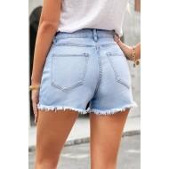 Nebeško modre raztrgane hlače iz džinsa Heidi