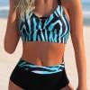 Nebeško modri bikini z visokim pasom z vdolbino na hrbtu Nancy