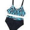 Nebeško modri bikini z visokim pasom z vdolbino na hrbtu Nancy