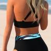 Nebeško modri bikini z visokim pasom z vdolbino na hrbtu Nancy