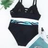 Nebeško modri bikini z visokim pasom z vdolbino na hrbtu Nancy