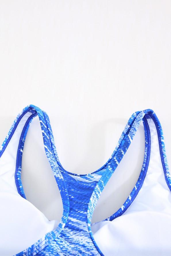 Nebeško modri komplet tankinija brez rokavov z abstraktnim tiskom Johanna