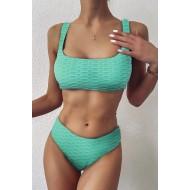 Nebeško modri rebrasti bikini z nazobčanimi robovi Sea