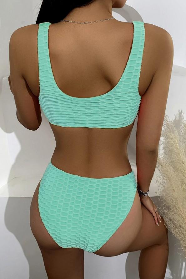 Nebeško modri rebrasti bikini z nazobčanimi robovi Sea